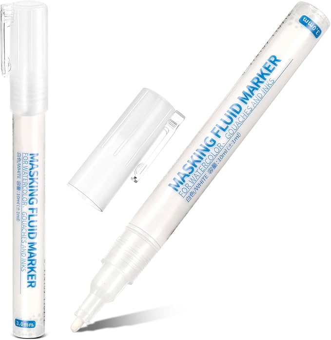 2 Pcs Masking Fluid Pen for Watercolor Painting, Capacity by Feifeiya