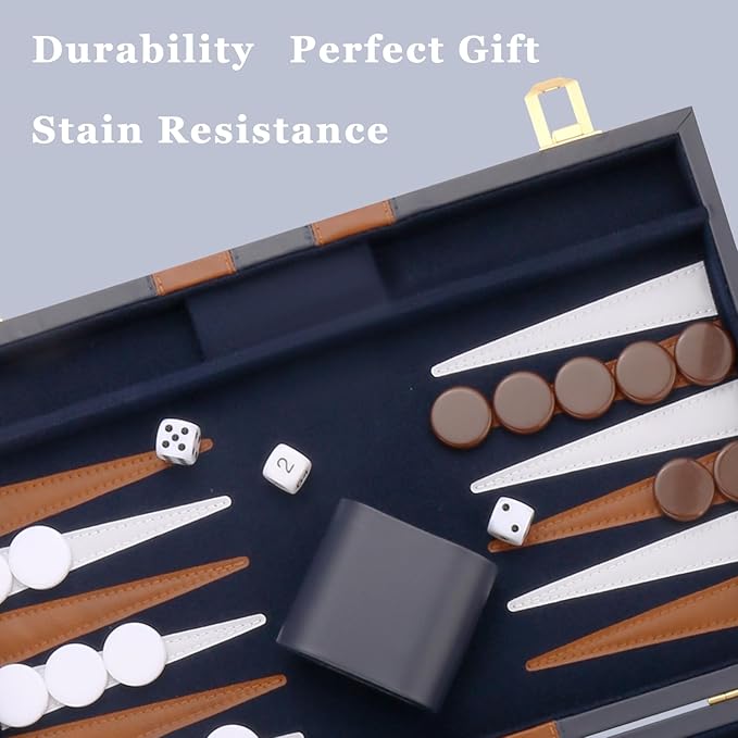 Backgammon Set - Classic Board Game - Portable Travel Strategy Backgammon Game - Image 2
