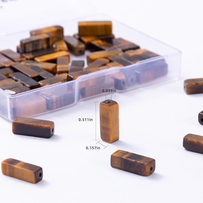 Natural Yellow Tiger Eye Rectangle Tube Beads 4x13mm 38cm/str Loose Semi - Image 3