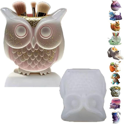 Animal Resin Molds Silicone 3D Cute Owl Epoxy Resin Plaster Candle Holder Wax by Unknown