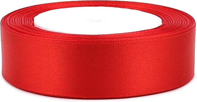 Red Solid Satin Ribbon 1 Inch 25 Yards Solid Polyester Fabric Ribbon - Image 3
