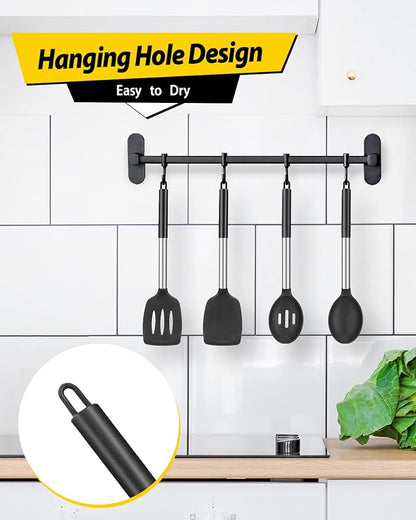Pack of 4 Silicone Cooking Utensils Set, Non Stick Large Solid Spatulas - Image 6