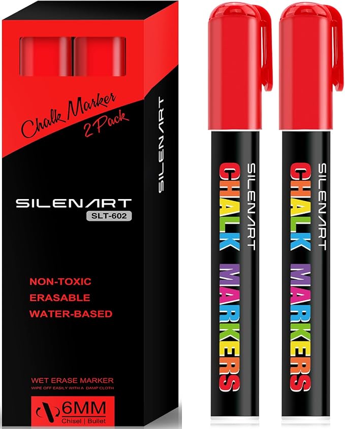 SILENART Red Chalk Markers 2 Pack by SILENART-THEARTOFSILENCE