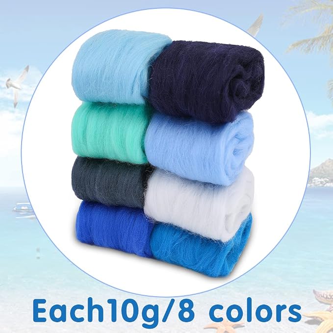 Wonvoc Needle Felting Wool 80 g, 8 Colors Nature Wool Roving, Felting Wool Bulk - Image 2