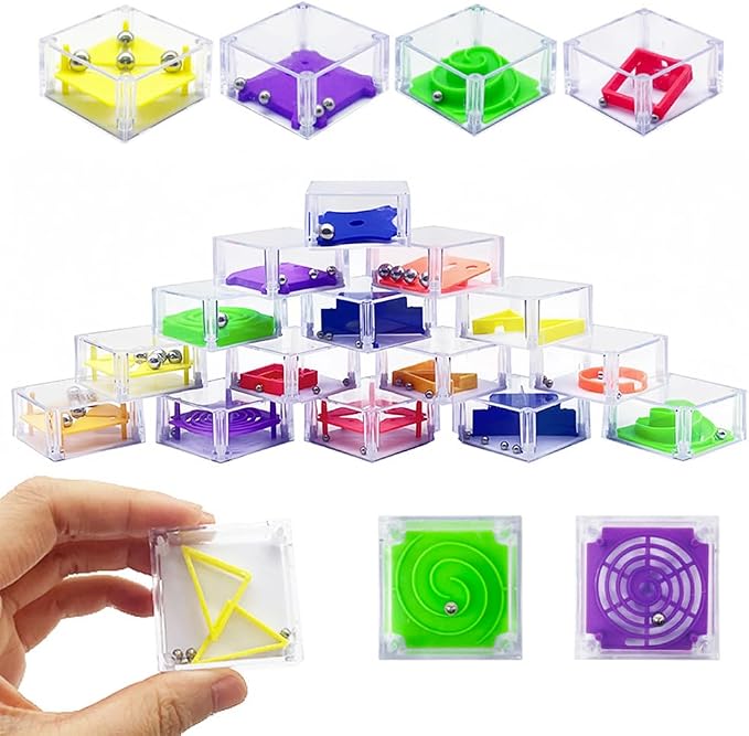 24 Pcs Balance IQ Maze Game，Mini Maze Cube Puzzle Box 3D Brain Maze Toy Puzzles - Image 5