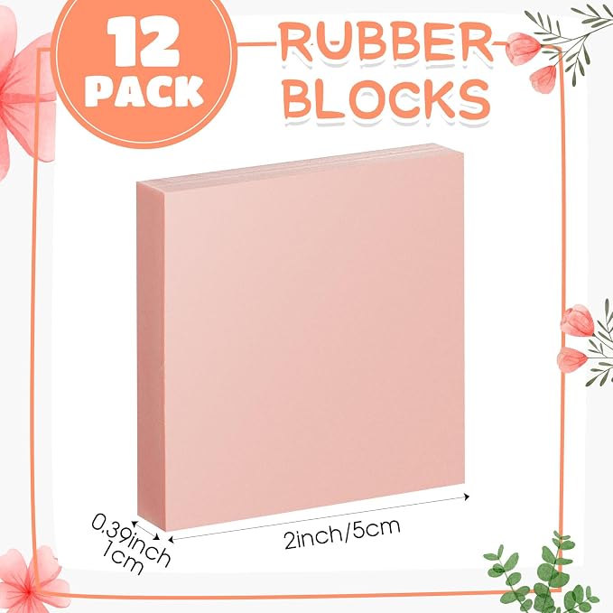 Frienda 12 Pcs 2" X 2" Rubber Carving Blocks Linoleum Blocks - Image 2