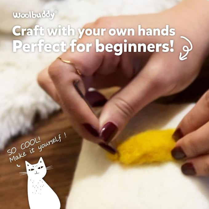 Woolbuddy Needle Felting Kit for Beginners & Adults – DIY Black Cat Animal - Image 6
