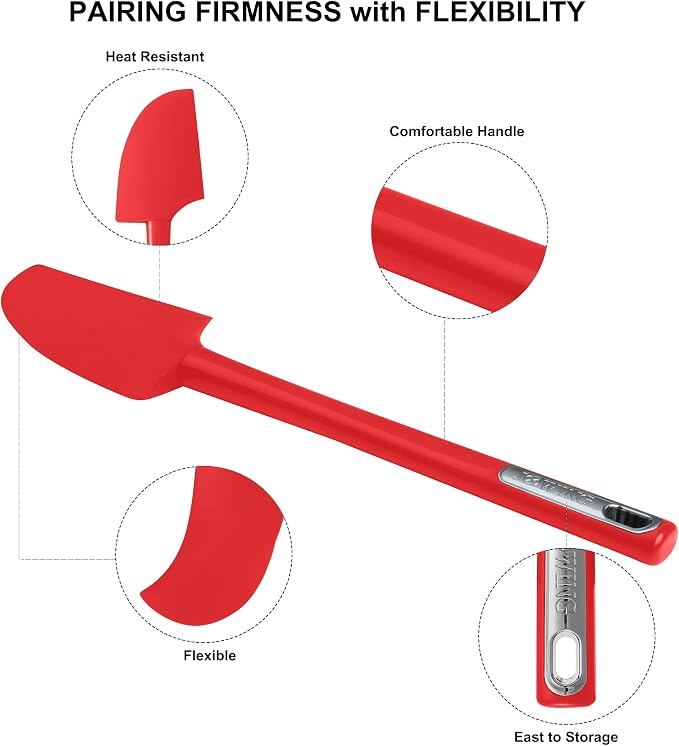 Premium Silicone Spatula Set, JXWING Flexible Heat Resistant Non-slip Handle - Image 2