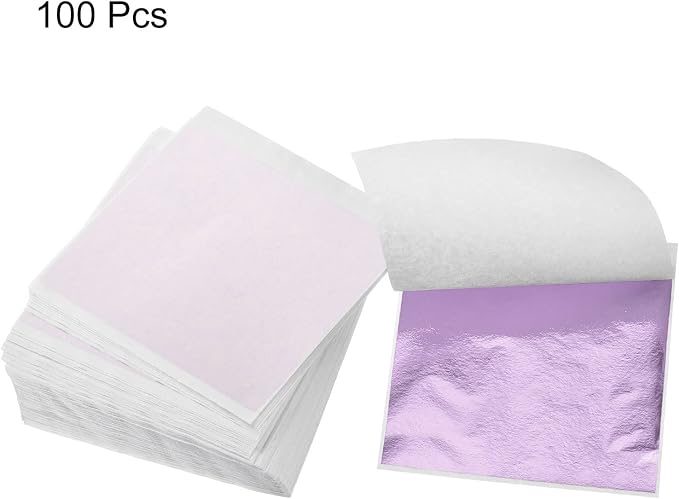 MECCANIXITY Gold Leaf Foil Sheet, Peach Purple Leaf Papers, 3.3 x 3.1inch - Image 3