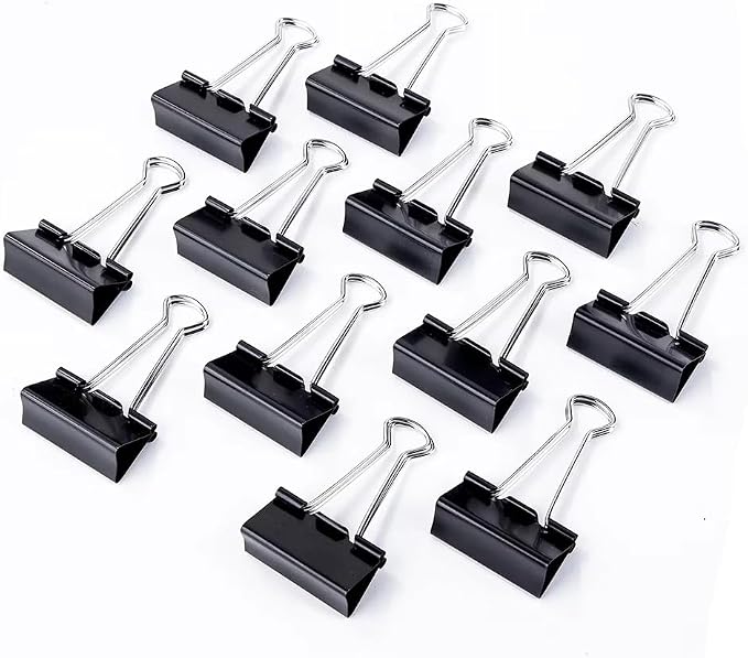 100 Pack Medium Binder Clips, Standard 32mm/1.25 in Binder, Durable Medium by Ymkf+Sqqr