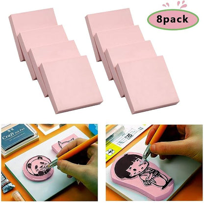 8 Pcs 2"x2" Pink Rubber Carving Blocks - Image 2