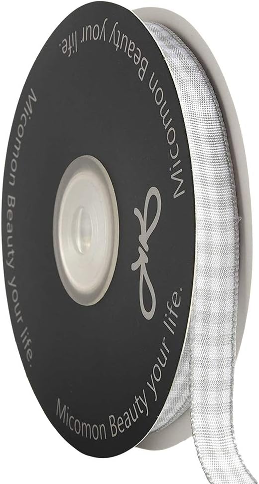 Gray Gingham Plaid Checked Ribbon 25 Yards Each Roll 100% Polyester by Micomon