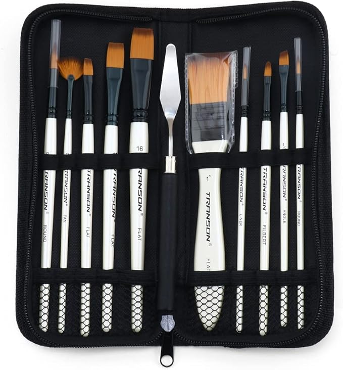 Transon Paint Brush Kit 10pcs Art Brushes and 1 Paint Spatula - Image 6
