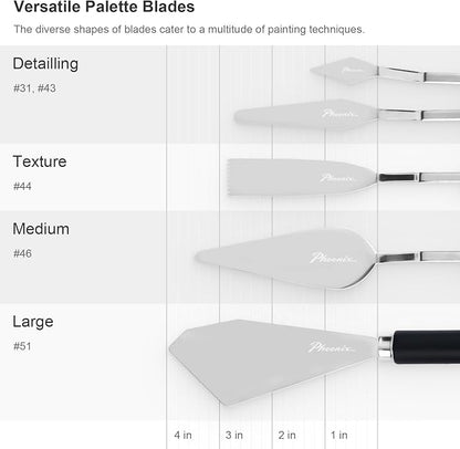 PHOENIX High Flexible Palette Knife Set, 5 Pieces Stainless Steel Painting - Image 3