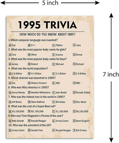 QUPT 30th Birthday Party Games, 1995 Trivia Games, Birthday Party Supplies - Image 2