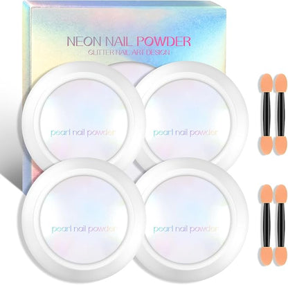 Ownest 4 Pcs Neon Chrome Nail Powder, Unicorn Chrome Nails Glitter Pigment by Ownest