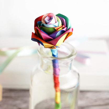 MEEDEE Rainbow Ribbon Satin Ribbon 1 inch Rainbow Satin Ribbon Rainbow Colored - Image 4