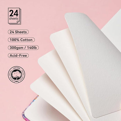 Lightwish Square Watercolor Journal, 100% Cotton, 300gsm/140lb, 24 Sheets Cold - Image 2