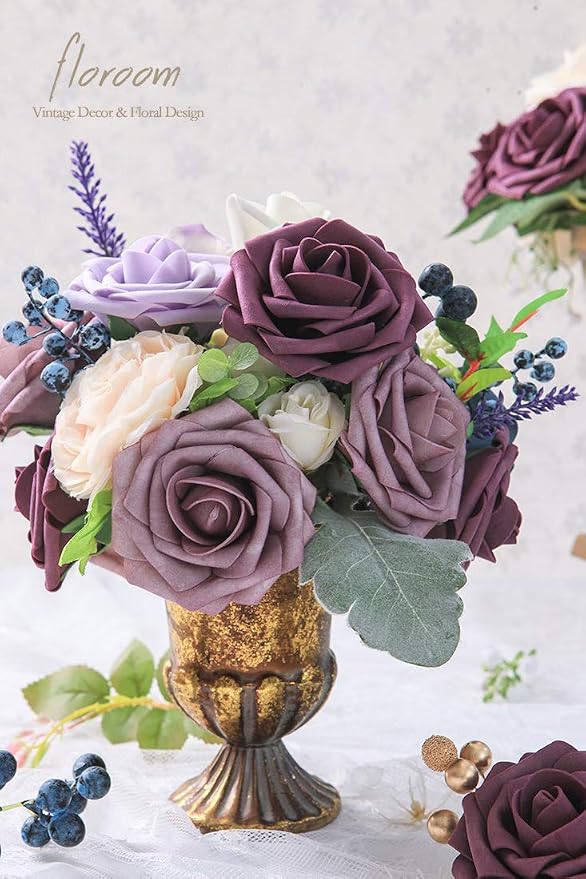 Floroom Artificial Flowers 25pcs Real Looking Rosy Brown Foam Fake Roses - Image 2