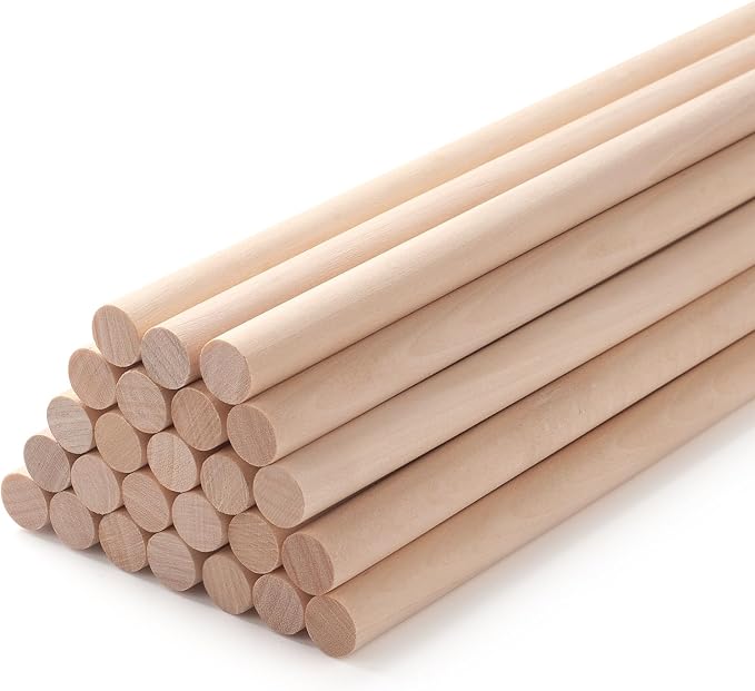 Wood Dowels Wooden Dowel Rods for Crafts, Unfinished Hardwood Sticks for Arts by Coowayze