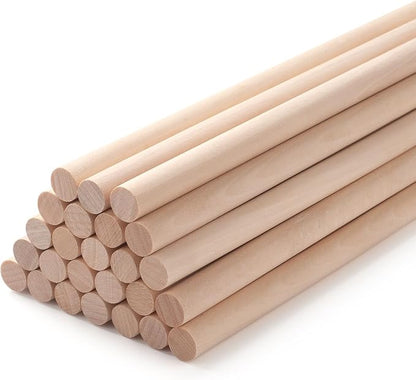 Wood Dowels Wooden Dowel Rods for Crafts, Unfinished Hardwood Sticks for Arts by Coowayze