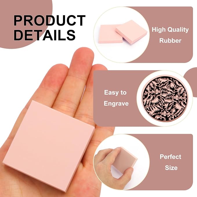 60 Pcs 2"x2" Rubber Carving Blocks, Linoleum Blocks, Stamp Carving Blocks - Image 3