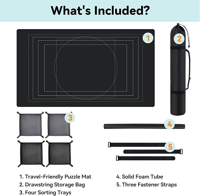 Puzzle Mat Roll Up with Drawstring Storage Bag, Portable Saver Pad 46” x 26” Up - Image 7