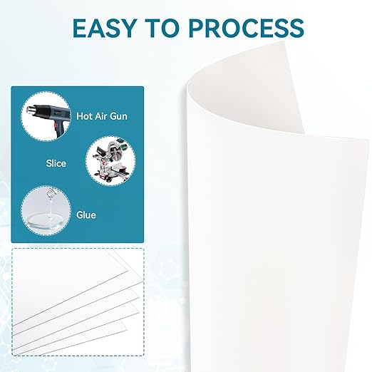 5 Pack White Plastic Sheets 8x12x0.04in Flexible High Tensile Plastic Sheets - Image 5