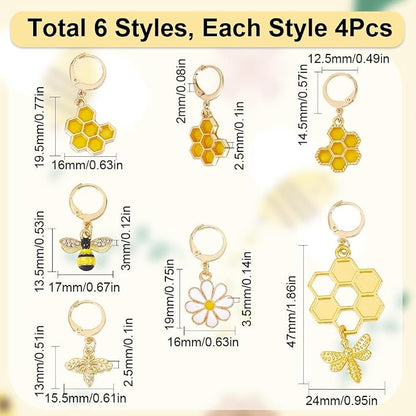 SUNNYCLUE 1 Box 12Pcs Bee Charms Knitting Stitch Markers Cute Removable Clip on - Image 2