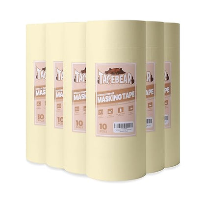 TAPEBEAR 60 Rolls General Purpose Masking Tape 0.7 Inches x 60 Yards, DIY Arts by TAPEBEAR