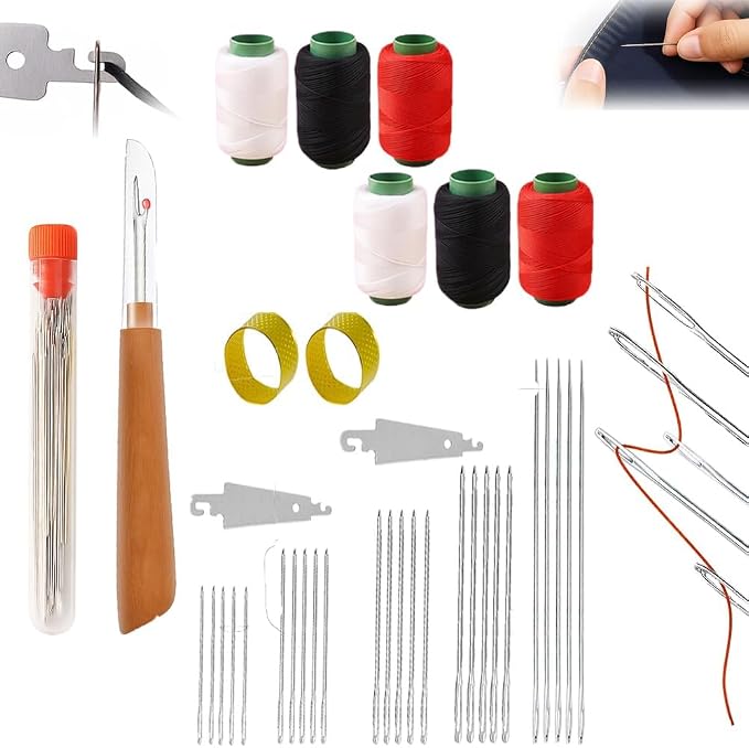 Big Eye Steel Sewing Needles Kit, Portable Needle and Thread Kit by AprYew