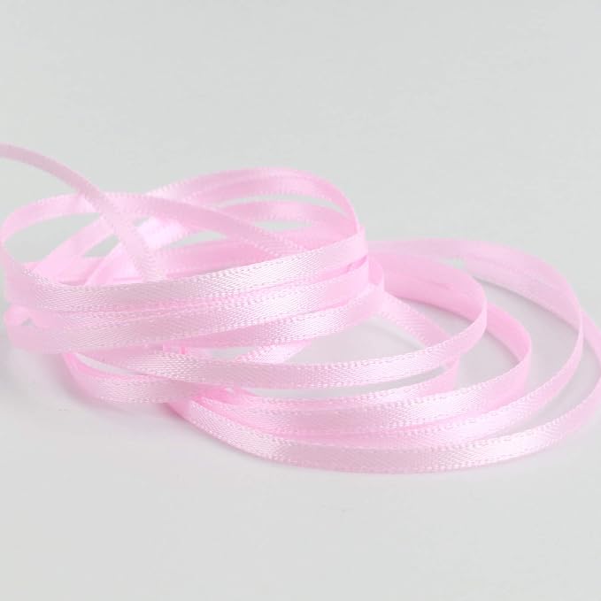 HUIHUANG Solid Color Satin Ribbon 1/8 inch x 100 Yards Roll Ribbon Light Pink - Image 2