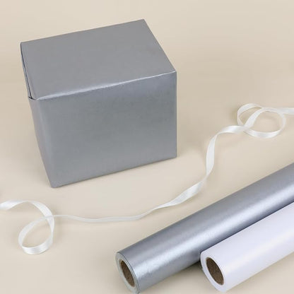 NESCCI Silver Matte Wrapping Paper, Solid Color Pearly-Lustre Paper, Gift - Image 5