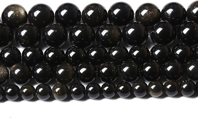 AAA Natural Gold Obsidian Gemstone Beads Energy Healing Power Stones Round - Image 4