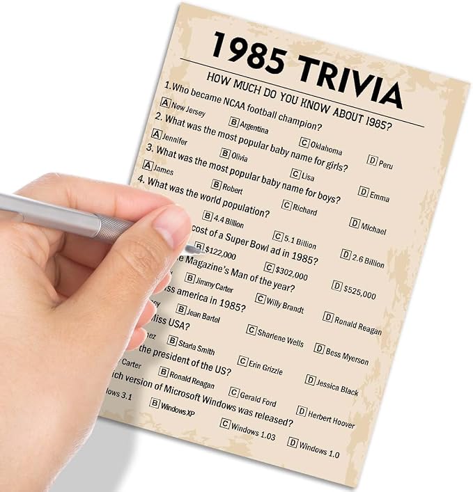 40th Birthday Party Games, 1985 Trivia Games, Birthday Party Supplies - Image 4