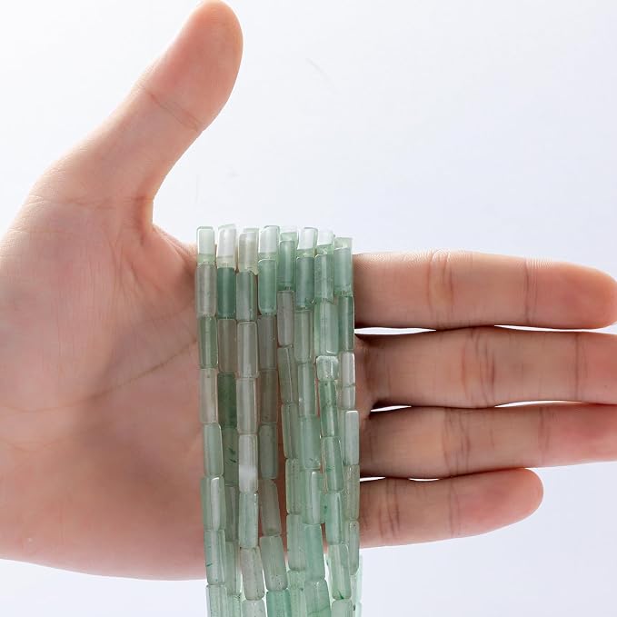 Natural Green Aventurine Rectangle Tube Beads 4x13mm 38cm/str Loose Semi - Image 2