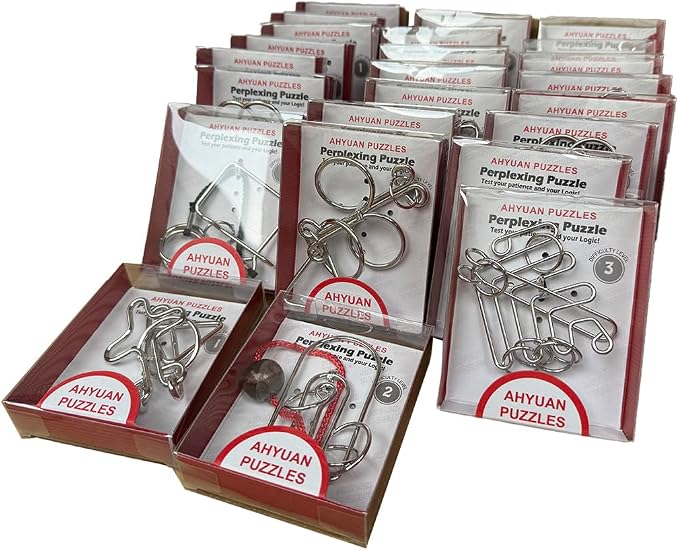 AHYUAN 24 Packs Large Metal Puzzles Brain Teaser IQ Wire Puzzles - Image 3