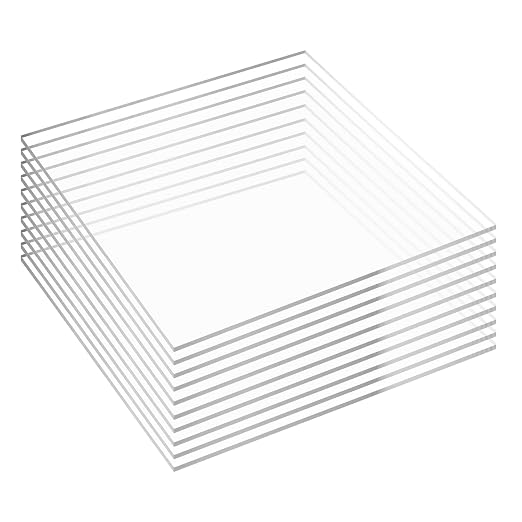 Pack of 10 Clear Acrylic Sheet 12" x 12" Cast Plexiglass Square 1/8" Thick by KAITELA
