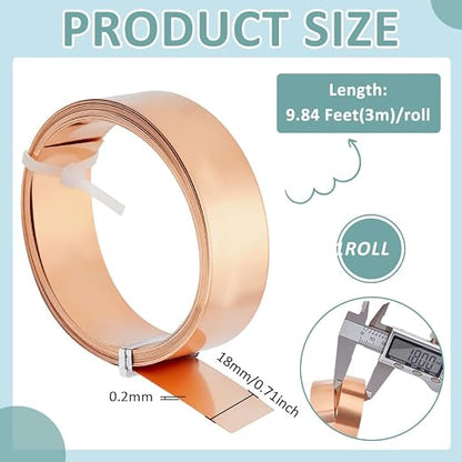 BENECREAT 9.84 Feet 32Gauge Flat Pure Copper Wire, 18mm Wide Flat Bezel Wire - Image 2