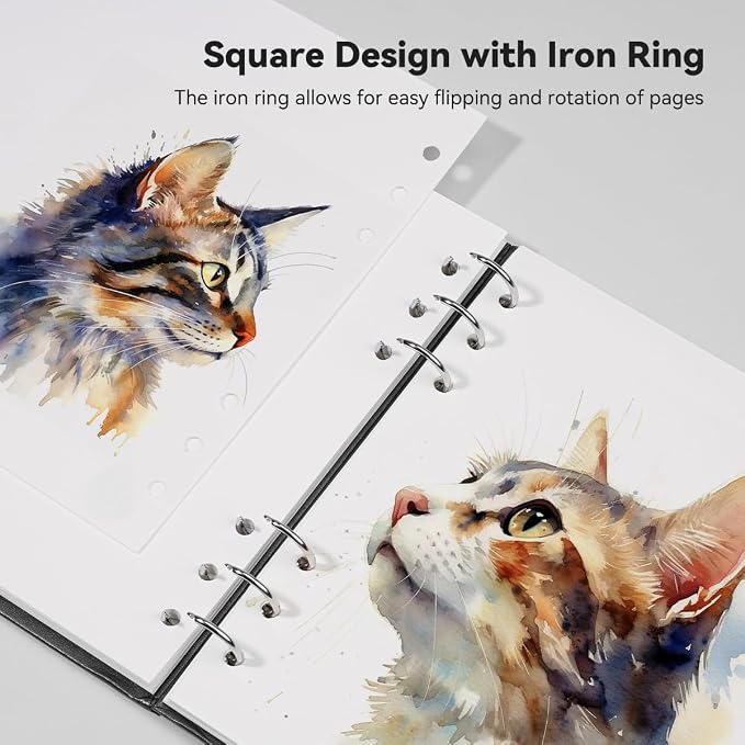 Lightwish Square Watercolor Journal, 100% Cotton, 300gsm/140lb, 20 Sheets Cold - Image 4