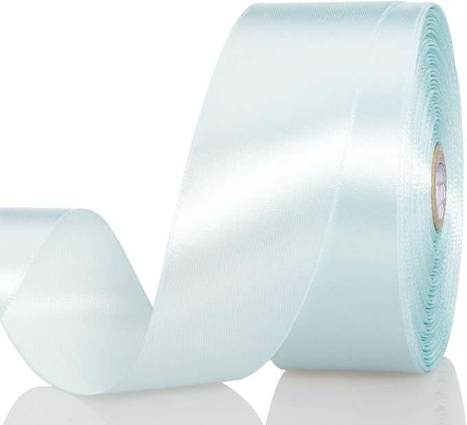 1 1/2 Inch Light Blue Solid Satin Ribbon, 50 Yards Craft Fabric Ribbon by YASEO