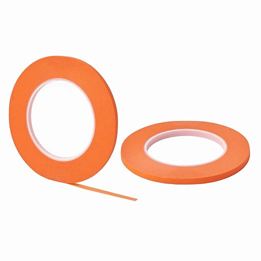 QDiShi 2 Pack 1/4" inch x 60yd Orange Painters Tape Easy Removal Thin Narrow - Image 2