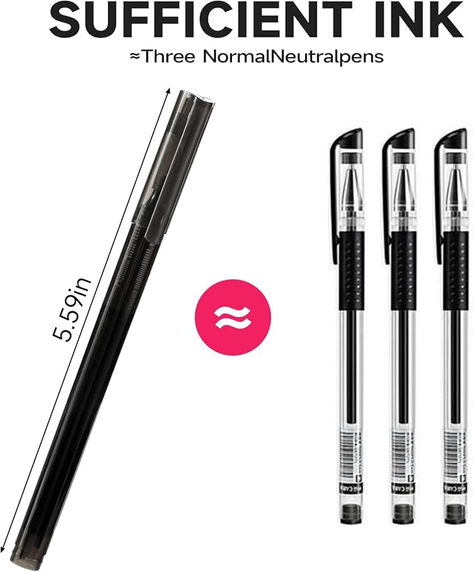 RIANCY Black Fine Point Gel Pens 12Pcs 0.5mm Gel Ballpoint Pens Black Liquid - Image 6