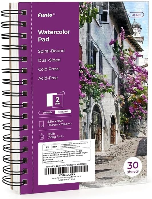 Funto Watercolor Pad 5.5x8.5, 30 Sheets, 140lb/300gsm, Double-Sided Cold Press - Image 7