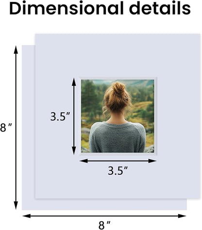 Falling in Art 5 Pack Acid Free 8x8'' White Picture Mats Board Show Kit - Image 2