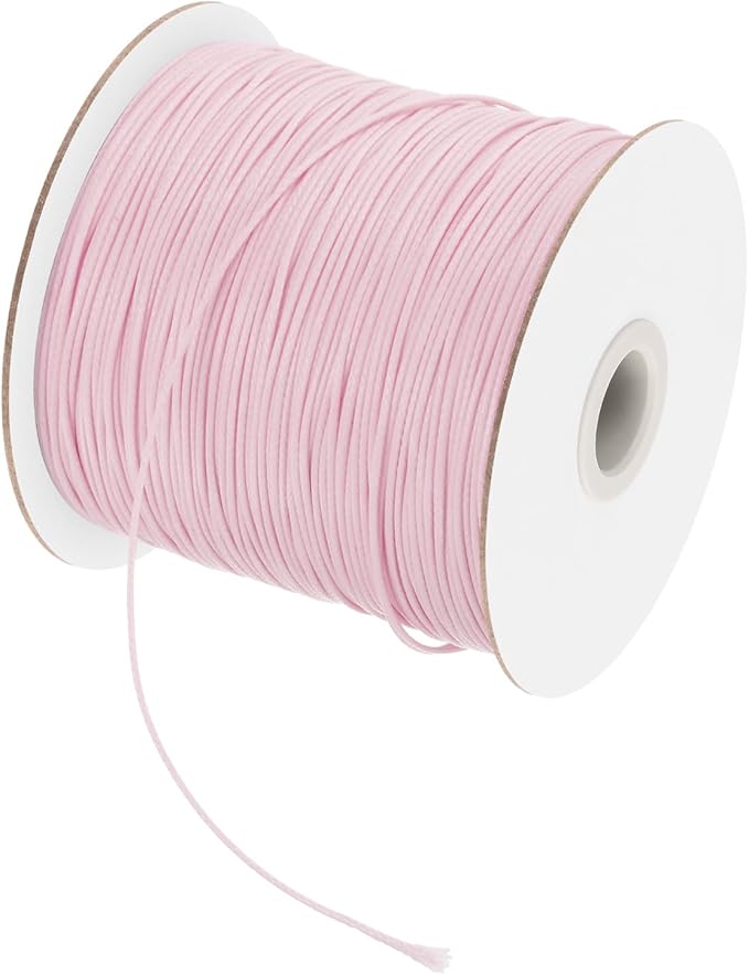MECCANIXITY Waxed Cord 0.5mm Waxed Polyester Cord 175 Yard Light Pink by MECCANIXITY
