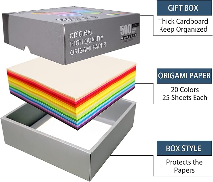 Origami Paper 500 Sheets, 20 Vivid Colors, Double Sided Colors Make Colorful - Image 5