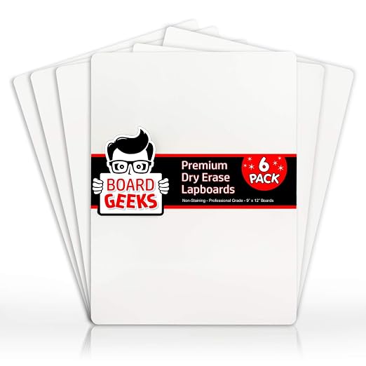 6 Premium Small Dry Erase Board 9"x12"- Portable Dry Erase Lap Board, Handheld by BoardGeeks