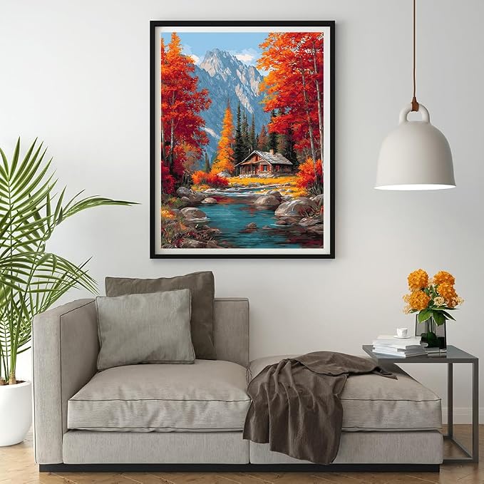 14CT Counted Cross Stitch Kits for Adults Advanced Mountains Lake Printed - Image 2