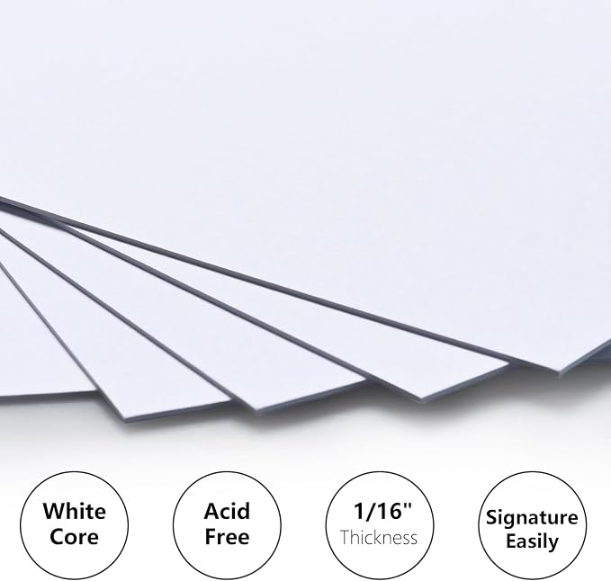 Egofine 14 Pack Mat Board, 5x7 Backing Board, Acid Free White Uncut Mat Board - Image 3